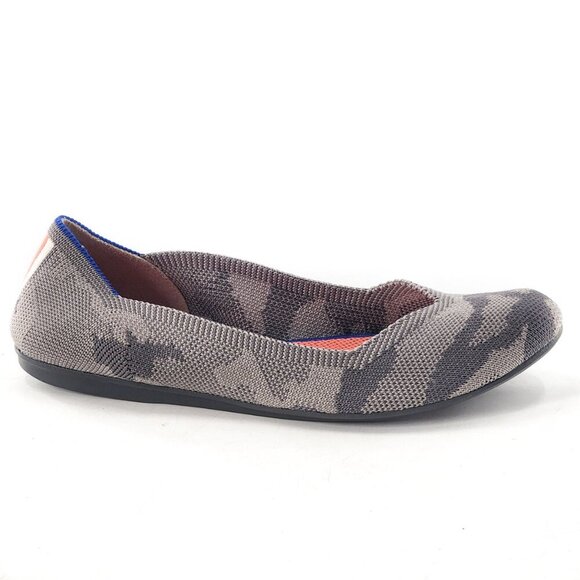 ROTHY'S The Flat Round Toe Camo Comfort Ballet Flats Retired Rare - Picture 5 of 9